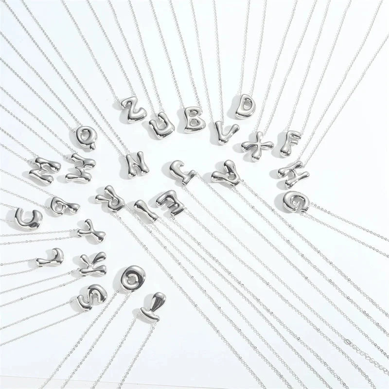 Copper White Gold Plated Letter Pendant Necklace