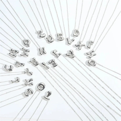 Copper White Gold Plated Letter Pendant Necklace