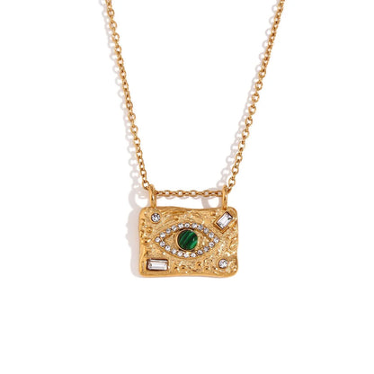 Minimalist Fashion Eye Quadrilateral Round Stainless Steel 18K Gold Plated Jewelry Sets