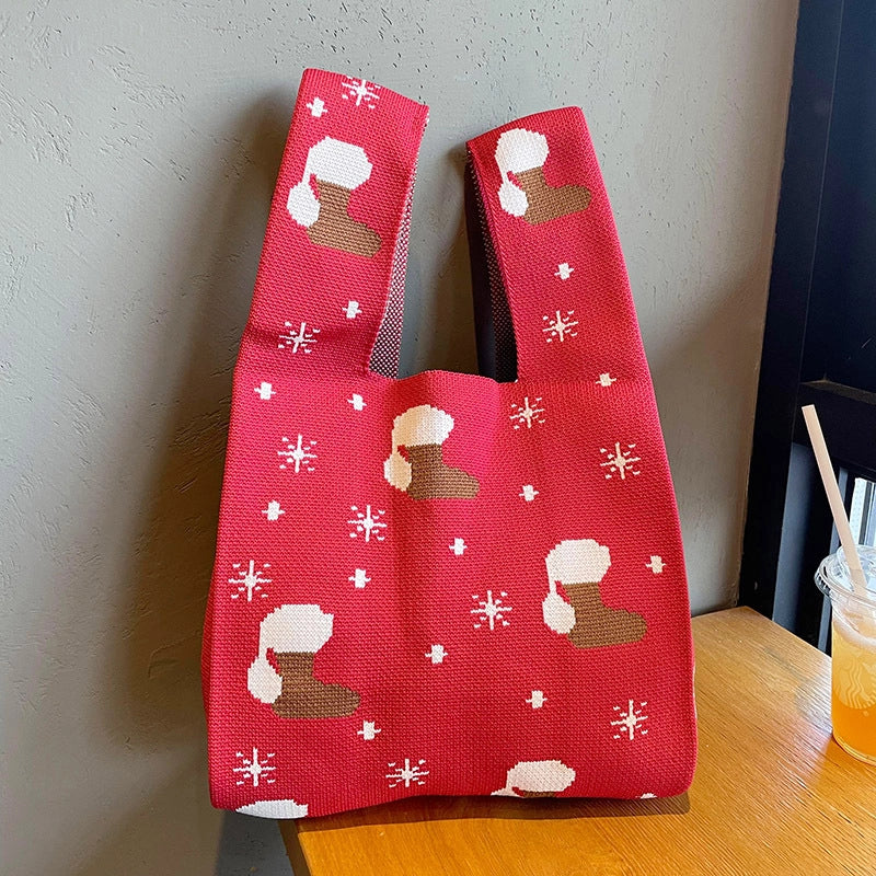 Vest Bag Vest Bag Cute Panda Large Knitted Shoulder Handbag Hand Bag Commuter Large Capacity Wrist Bag