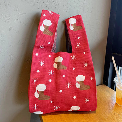 Vest Bag Vest Bag Cute Panda Large Knitted Shoulder Handbag Hand Bag Commuter Large Capacity Wrist Bag