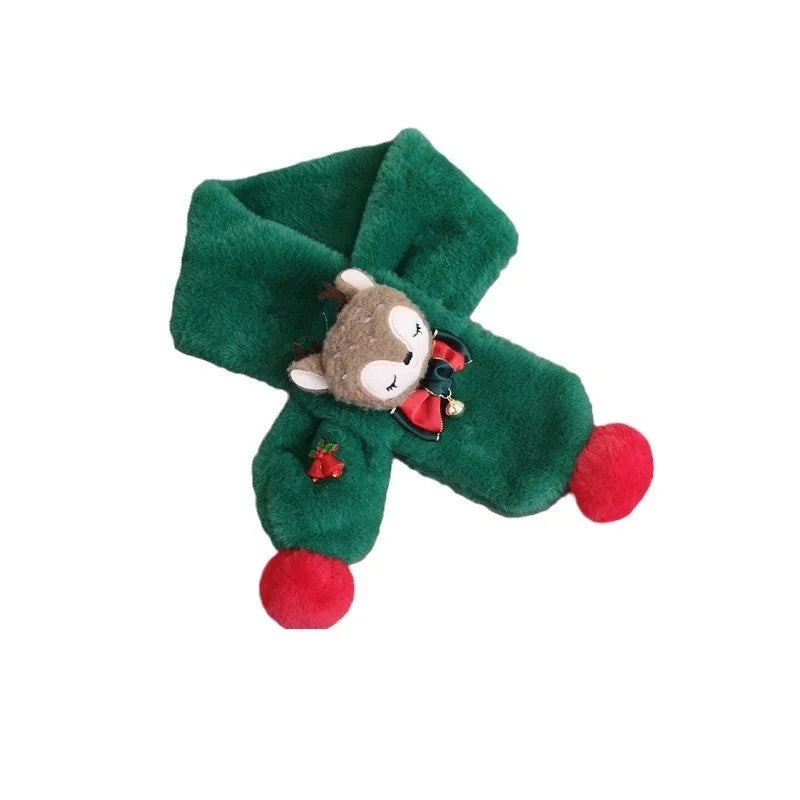 Children's Scarf Autumn And Winter Christmas Gift Elk Scarf Baby Girl Imitation Rabbit Fur Warm Cartoon Baby Scarf