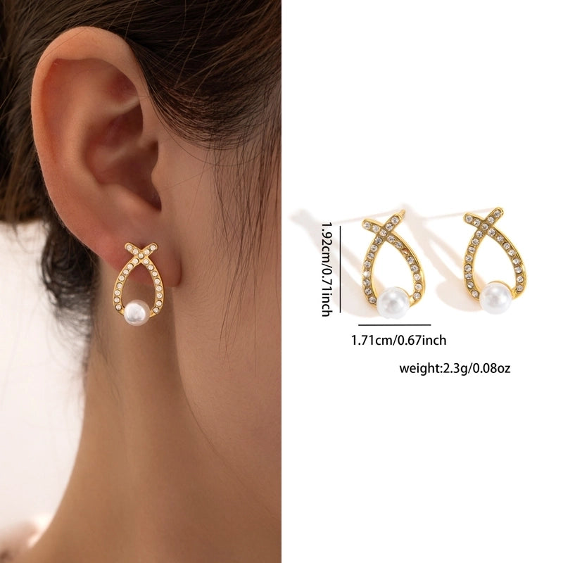 1 Pair Retro Minimalist Geometric Plating Titanium Steel Drop Earrings Ear Studs