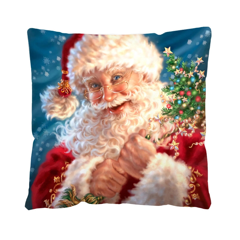 Christmas Glam Santa Claus Snowman Short Plush Pillow Cases Couch & Sofa Decor
