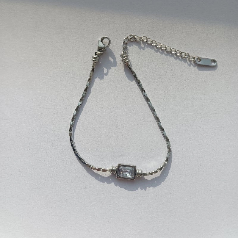 201 Stainless Steel 304 Stainless Steel Glass Gold Plated Elegant Streetwear Plating Inlay Geometric Zircon Bracelets Necklace