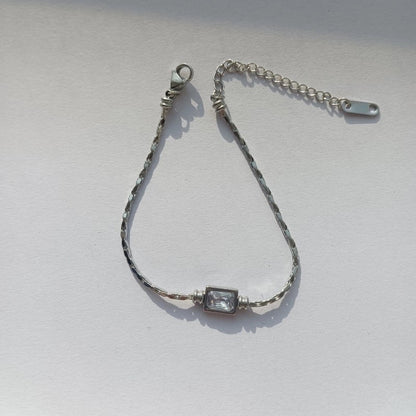 201 Stainless Steel 304 Stainless Steel Glass Gold Plated Elegant Streetwear Plating Inlay Geometric Zircon Bracelets Necklace