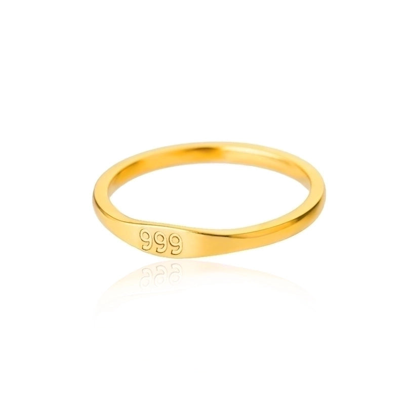 1 Piece Minimalist Number Stainless Steel Inlaid Gold Rings