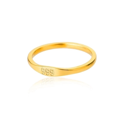 1 Piece Minimalist Number Stainless Steel Inlaid Gold Rings