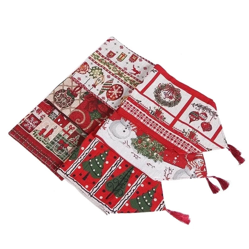 Christmas Christmas Tree Santa Claus Elk Polyester Christmas Tablecloth