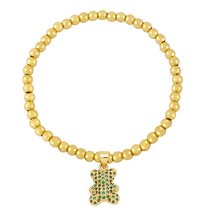 Ig Style Cute Fashion Bear Copper Beaded Plating Inlay Zircon Bracelets