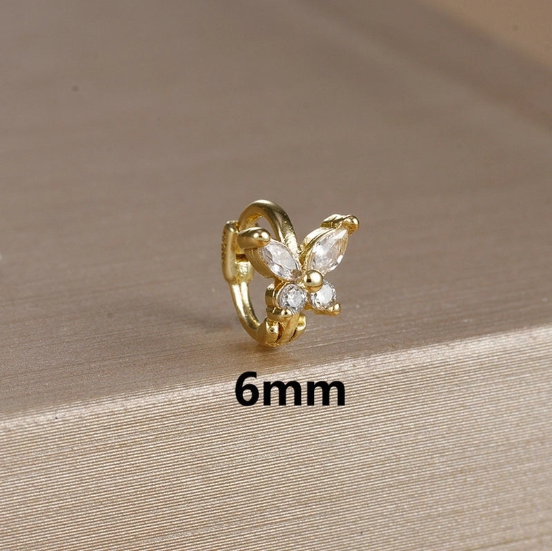 1 Piece Minimalist Color Block Butterfly Plating Copper Huggie Earrings