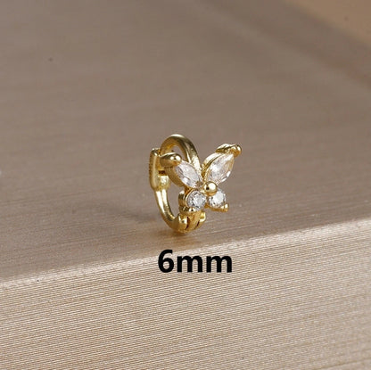 1 Piece Minimalist Color Block Butterfly Plating Copper Huggie Earrings