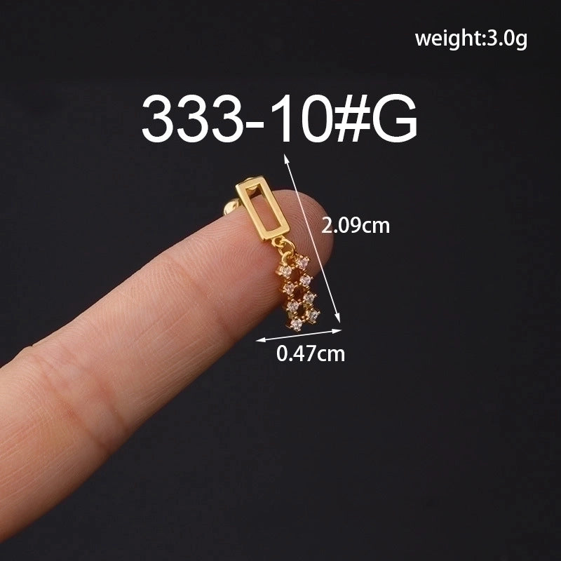 Ear Cartilage Rings & Studs Fashion Geometric Copper Plating Artificial Gemstones