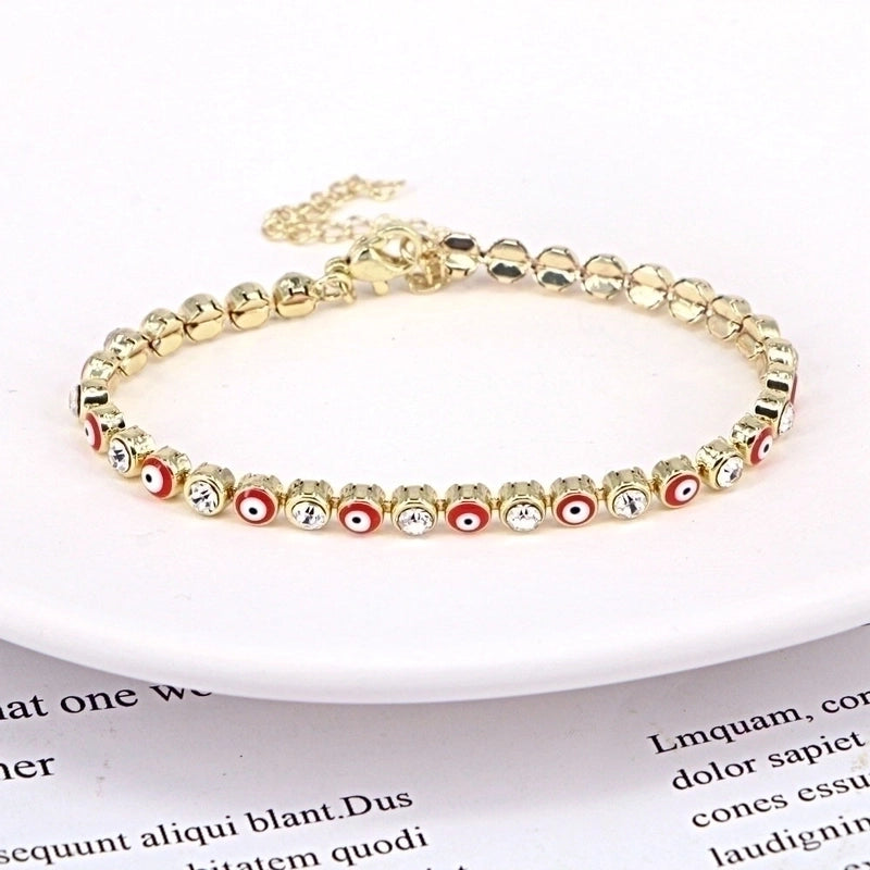European And American New Fashion Copper Chain Inlaid Zircon Oil Dripping Devil\'s Eye Bracelet