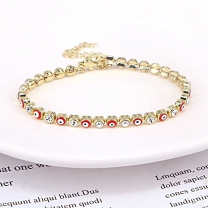 European And American New Fashion Copper Chain Inlaid Zircon Oil Dripping Devil\'s Eye Bracelet