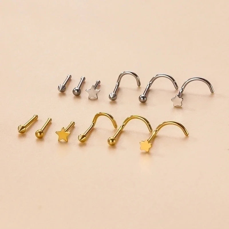 1 Piece Nose Rings & Studs Fashion Geometric Star 316L Stainless Steel Plating
