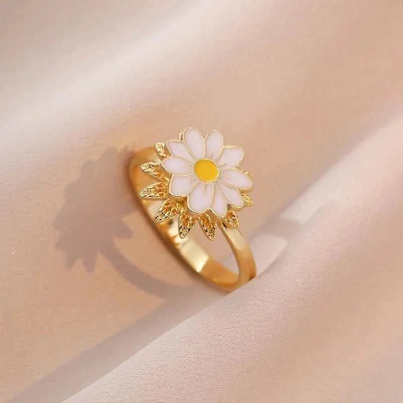 Titanium Steel Copper Minimalist Classic Style Plating Flower Rings Necklace