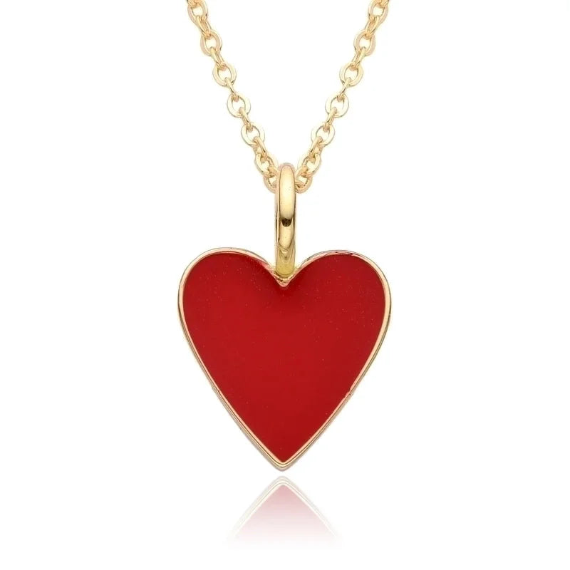 Copper IG Style Minimalist Heart Shape Enamel Plating Pendant Necklace