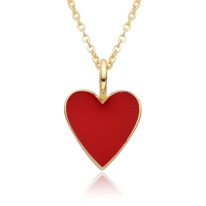 Copper IG Style Minimalist Heart Shape Enamel Plating Pendant Necklace