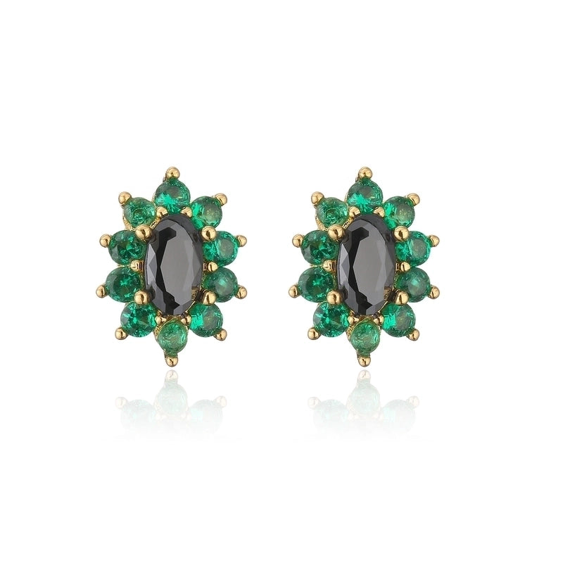 Cartoon Style Geometric Plating Metal Zircon Copper Earrings