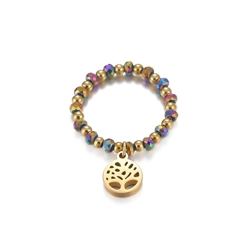 304 Stainless Steel 14K Gold Plated Minimalist Geometric Resin Glass Rings