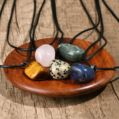 Cute Vintage Style Exaggerated Asymmetrical Natural Stone Pendant Necklace In Bulk
