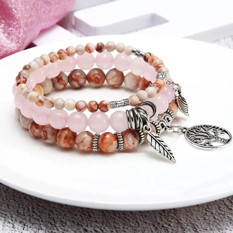 1 Piece Minimalist Leaf Alloy Natural Stone Plating Bracelets