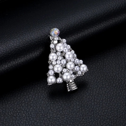 Ethnic Style Minimalist Christmas Tree Alloy Plating Inlay Pearl Zircon Women's Brooches 1 Piece