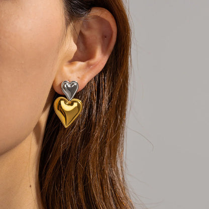IG Style Heart Stainless Steel 18K Gold Plated Earrings