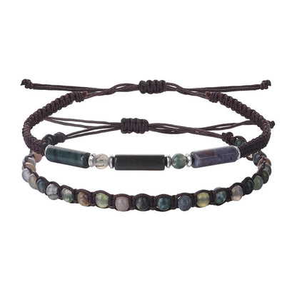 Retro Round Stone Rope Bracelets