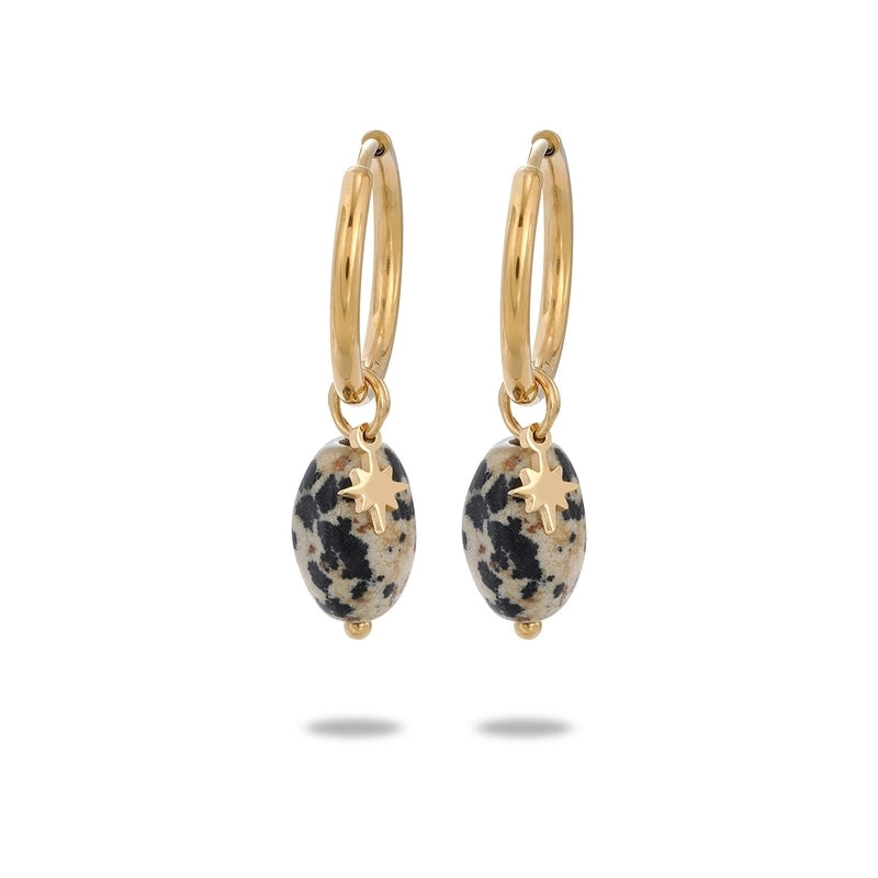 304 Stainless Steel Natural Stone Minimalist Plating Geometric Star Drop Earrings