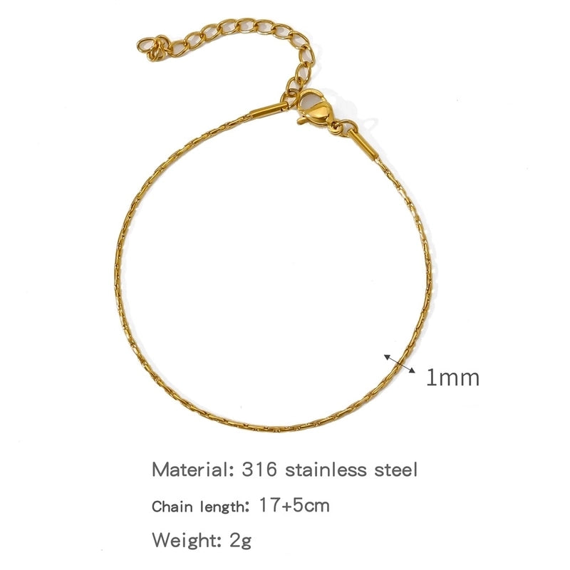 Minimalist Classic Style Geometric 304 Stainless Steel Cable Chain Snake Chain Bracelets In Bulk
