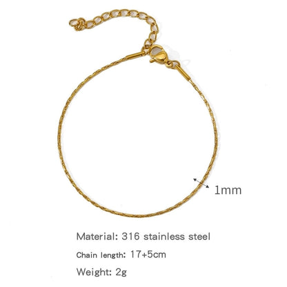 Minimalist Classic Style Geometric 304 Stainless Steel Cable Chain Snake Chain Bracelets In Bulk