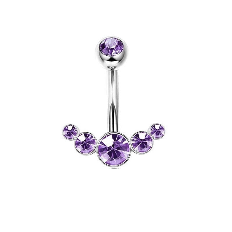 1 Piece Belly Rings Minimalist Classic Style Solid Color 304 Stainless Steel Inlay Zircon Belly Rings