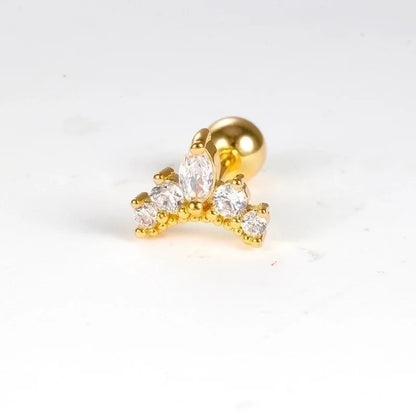 1 Piece Sweet Minimalist Moon Butterfly Snowflake Plating Inlay Stainless Steel Zircon Cartilage Earrings