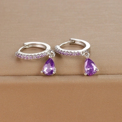 1 Pair IG Style Shiny Water Droplets Plating Inlay Copper Zircon Drop Earrings