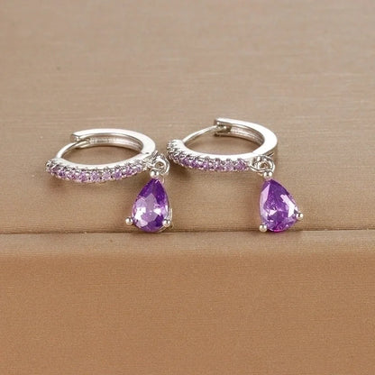 1 Pair IG Style Shiny Water Droplets Plating Inlay Copper Zircon Drop Earrings