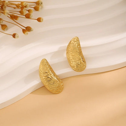 1 Pair Casual Minimalist Streetwear Waves Heart Shape Flower Plating 304 Stainless Steel Ear Studs