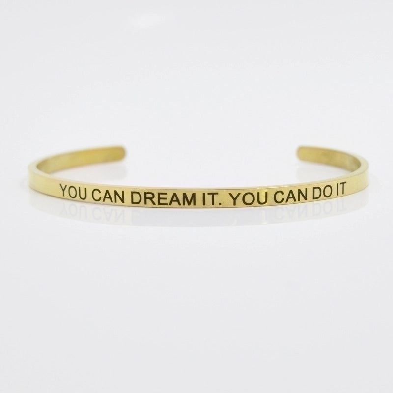 Minimalist Letter Stainless Steel Bangle