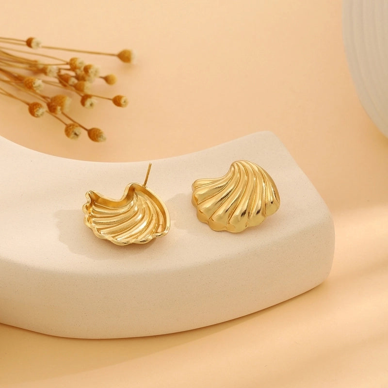 1 Pair Casual Minimalist Streetwear Waves Heart Shape Flower Plating 304 Stainless Steel Ear Studs