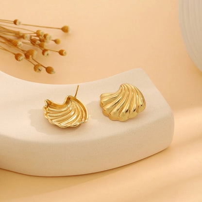 1 Pair Casual Minimalist Streetwear Waves Heart Shape Flower Plating 304 Stainless Steel Ear Studs