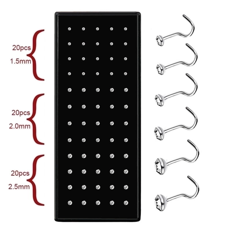 Fashion Geometric Stainless Steel Inlay Rhinestones Nose Studs 1 Set