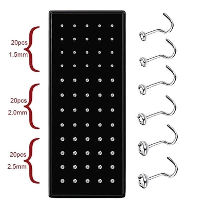 Fashion Geometric Stainless Steel Inlay Rhinestones Nose Studs 1 Set