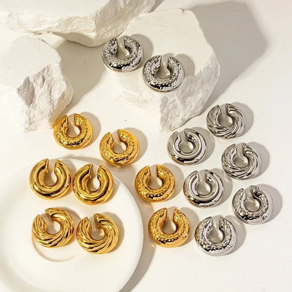 1 Piece Minimalist Classic Style Solid Color Plating 304 Stainless Steel Ear Cuffs