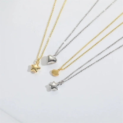 Copper 14K Gold Plated Star Heart Shape Pendant Necklace