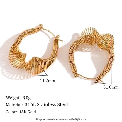 1 Pair Vintage Style Minimalist Classic Style C Shape Plating Inlay 304 Stainless Steel Zircon 18K Gold Plated Ear Studs
