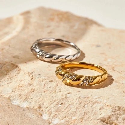 304 Stainless Steel 16K Gold Plated White Gold Plated Gold Plated Retro Plating Geometric Rings