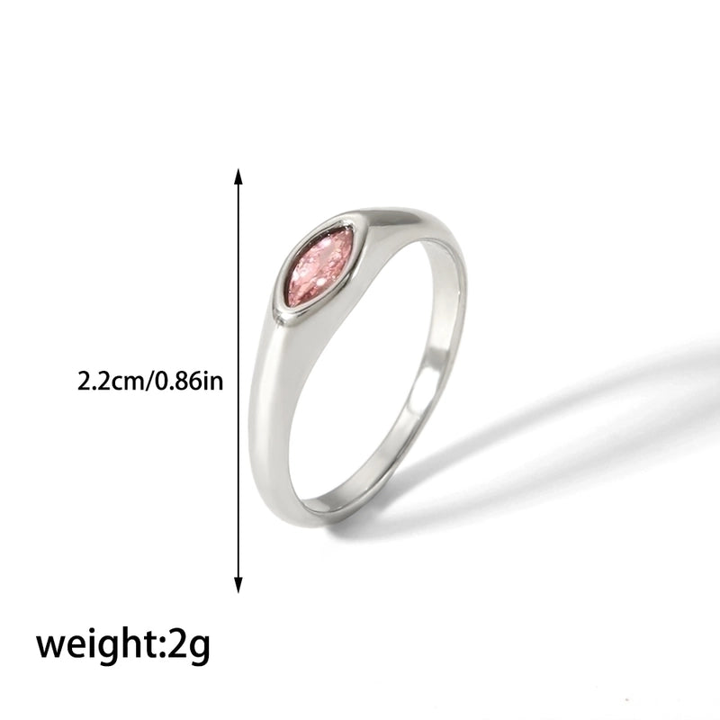 304 Stainless Steel Casual Korean Style Plating Inlay Round Zircon Rings