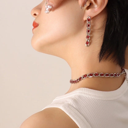 Retro Geometric 304 Stainless Steel Zircon 18K Gold Plated Bracelets Earrings Necklace