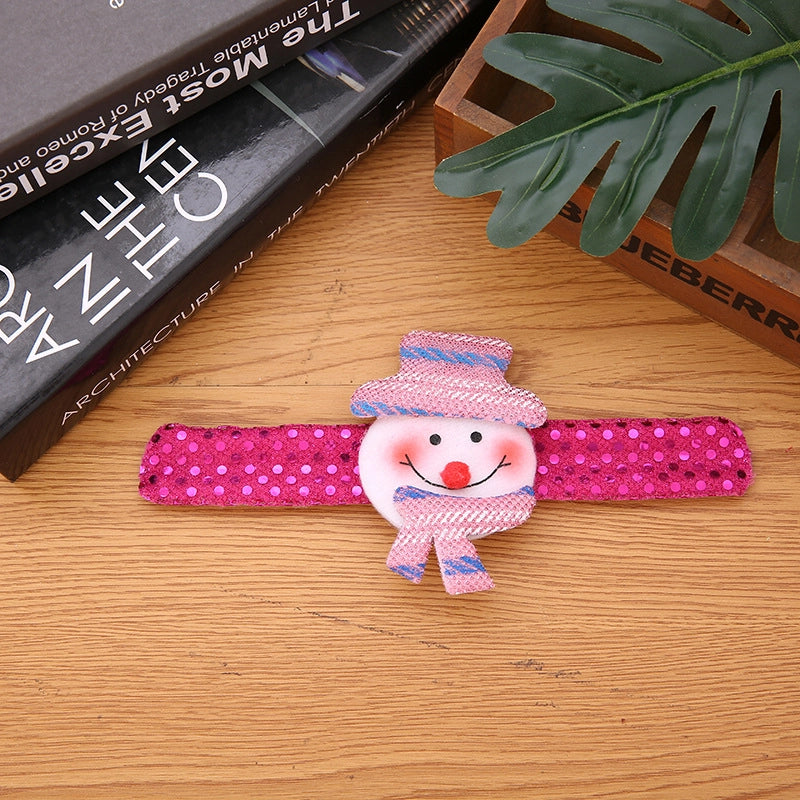 Luminous Style Christmas Small Gifts For Children Christmas Creative Gift With Lights Old Man Snowman Slap Bracelet Pop Bracelet